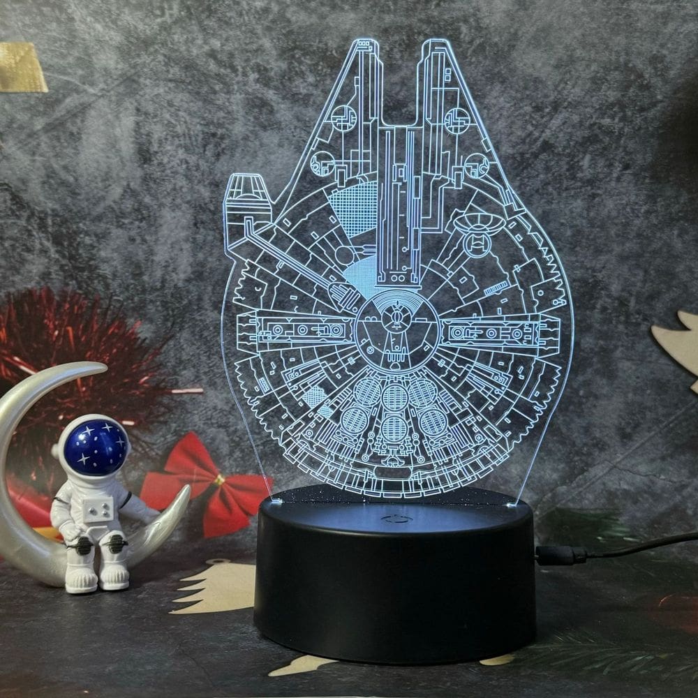 Luz noturna LED 3D que muda de cor de nave espacial para crianças