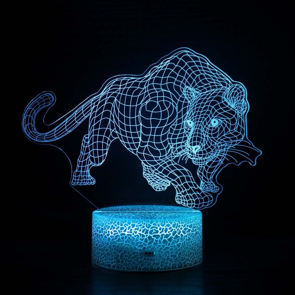 Luz noturna LED 3D Lions que muda de cor para crianças com base