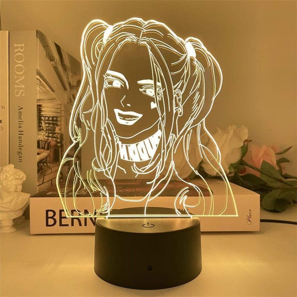 Luz noturna LED 3D Harleys Quinns que muda de cor para crianças