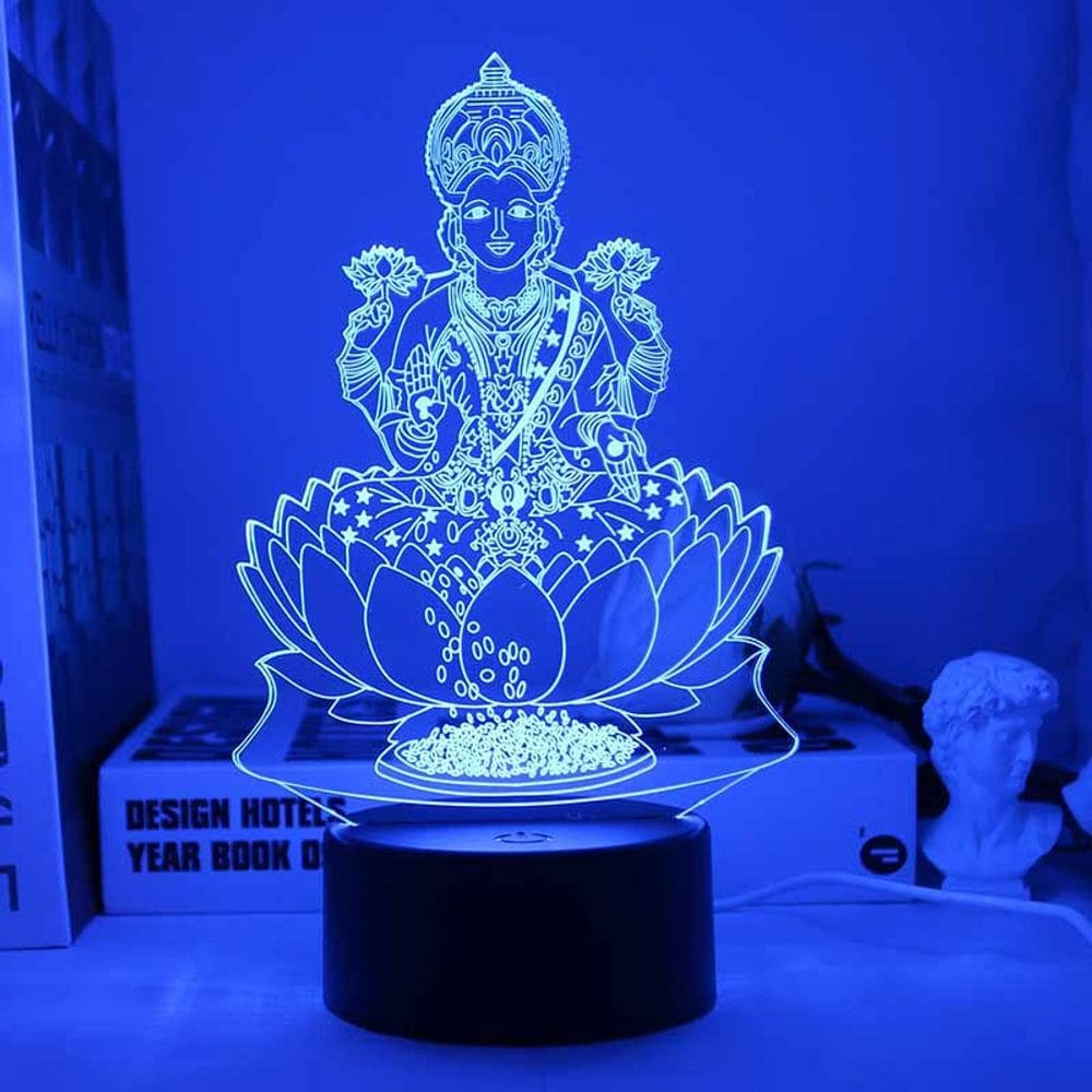 Luz noturna LED 3D que muda de cor para crianças Buddha