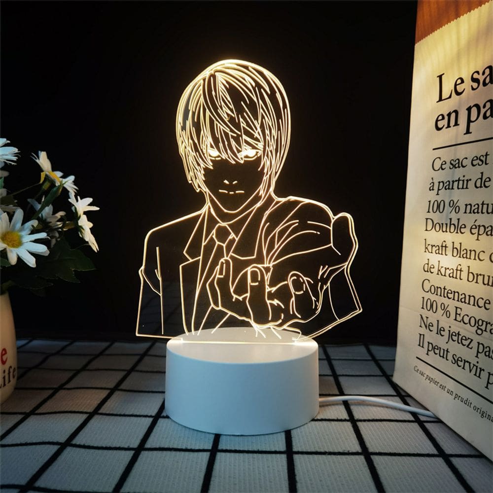 Luz noturna LED 3D Death Note Yagami Light para crianças