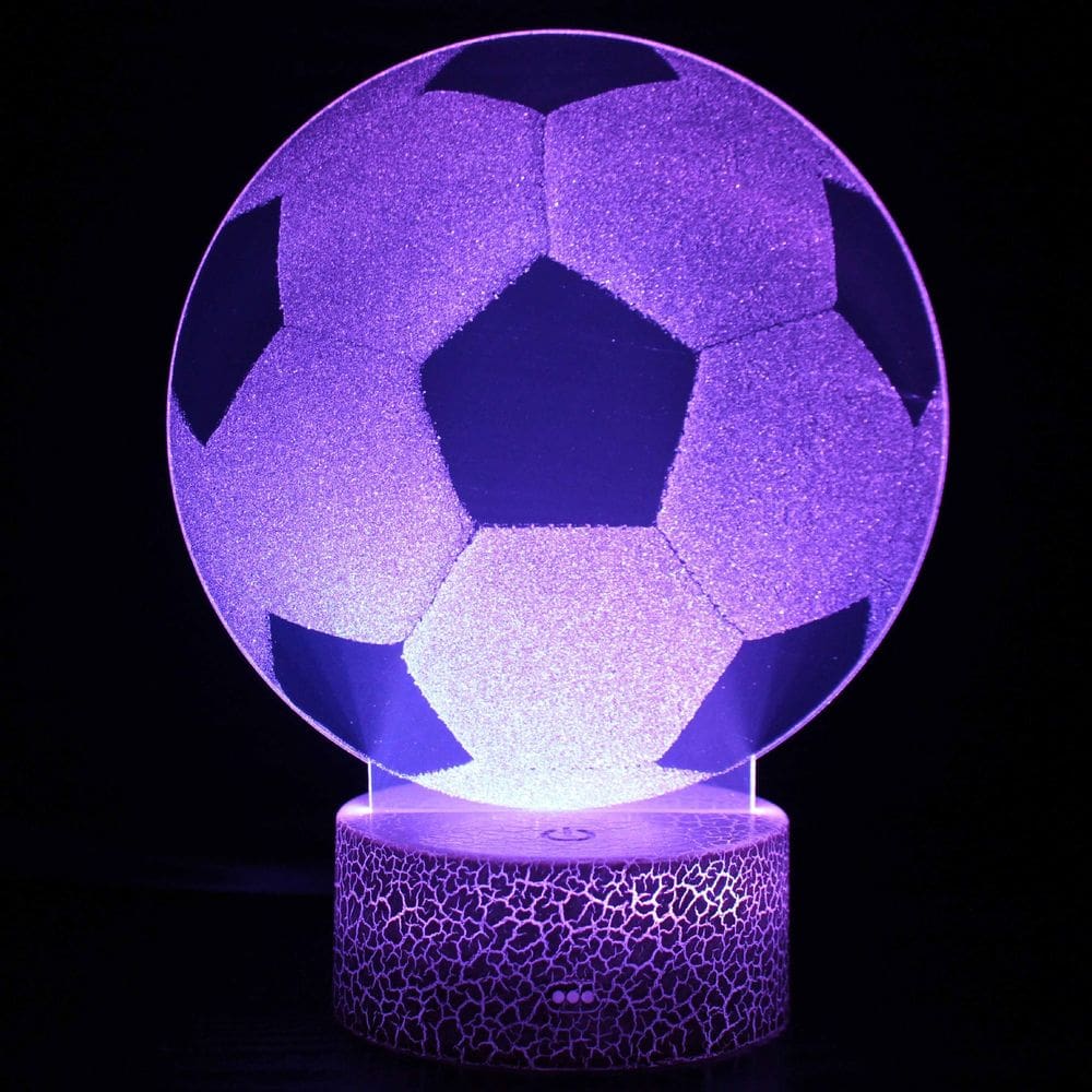 Luz noturna LED 3D que muda de cor de futebol para crianças