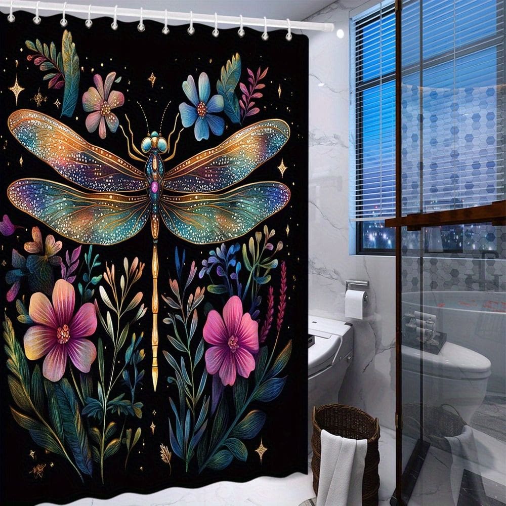 Cortina de chuveiro Sparkling Dragonfly Poliéster 180x200cm