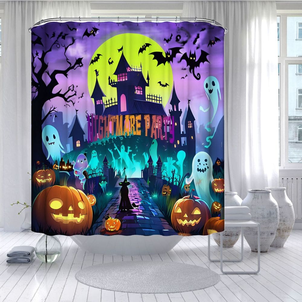 Cortina de chuveiro Halloween Nightmare Party 180x200cm poliéster