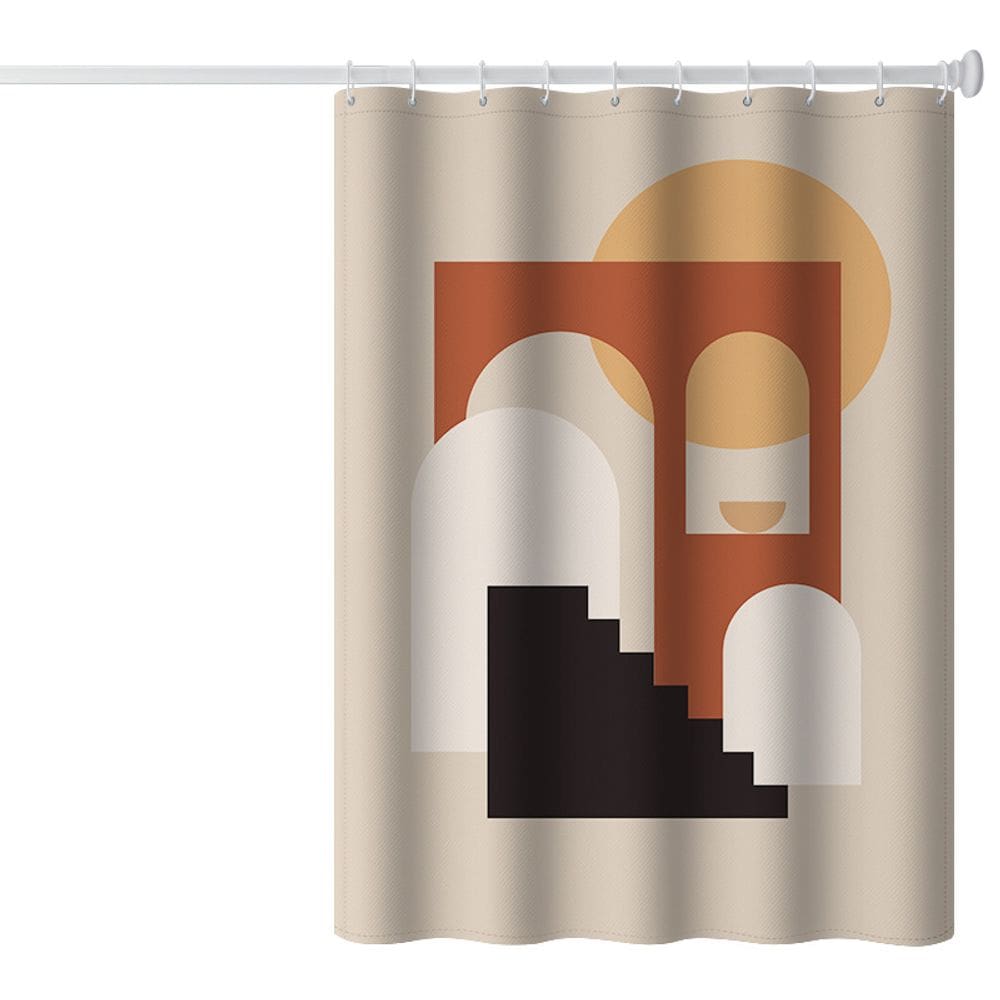 Cortina de chuveiro moderna abstrata geométrica 180x200cm poliéster