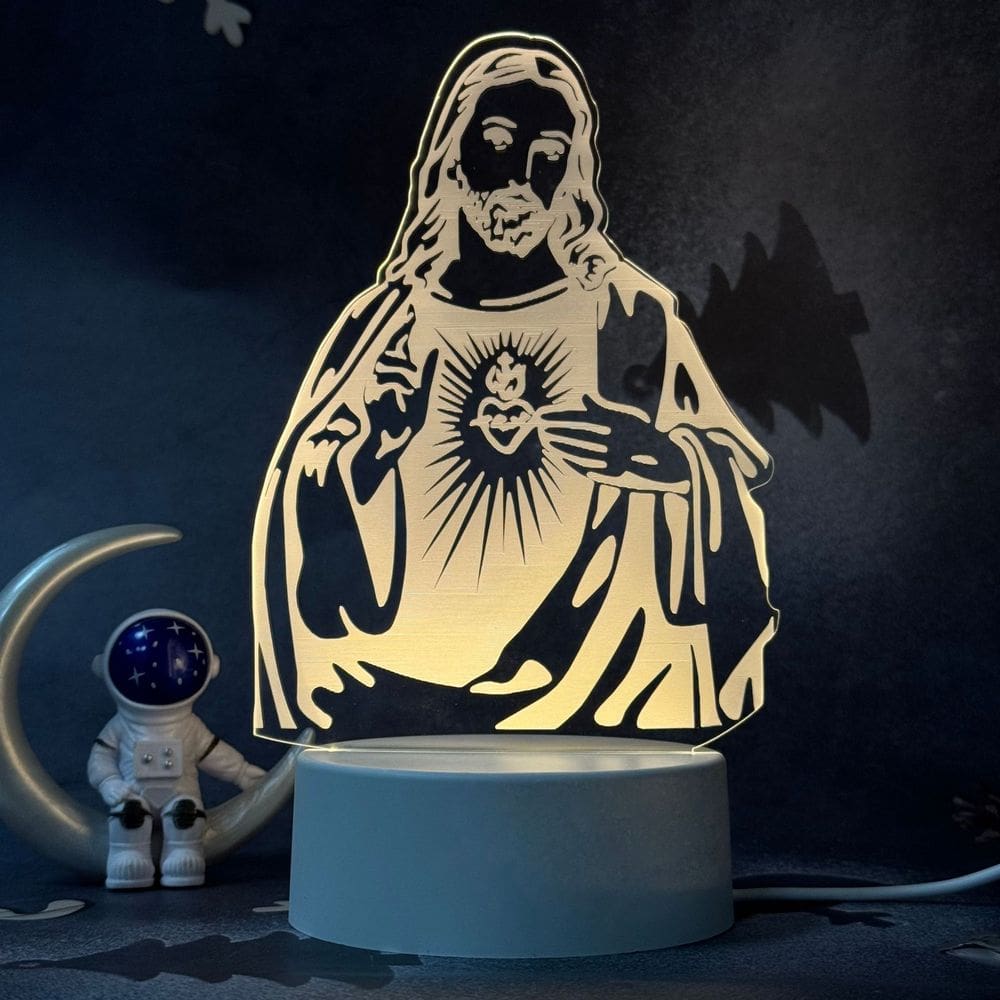 Luz noturna LED 3D Jesus Color Changing para crianças com controle remoto