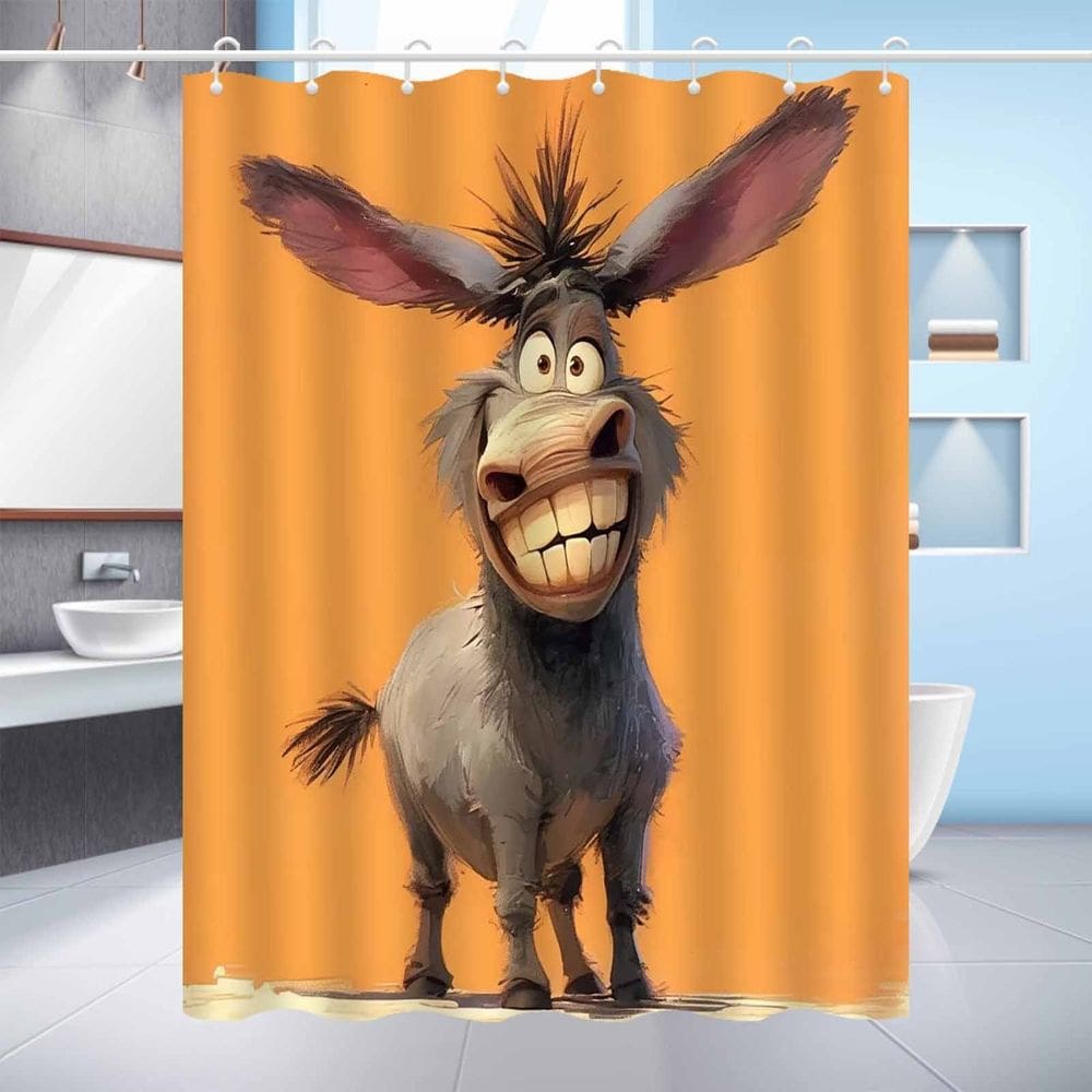 Cortina de chuveiro Funny Donkey Impermeável Poliéster 180x200cm
