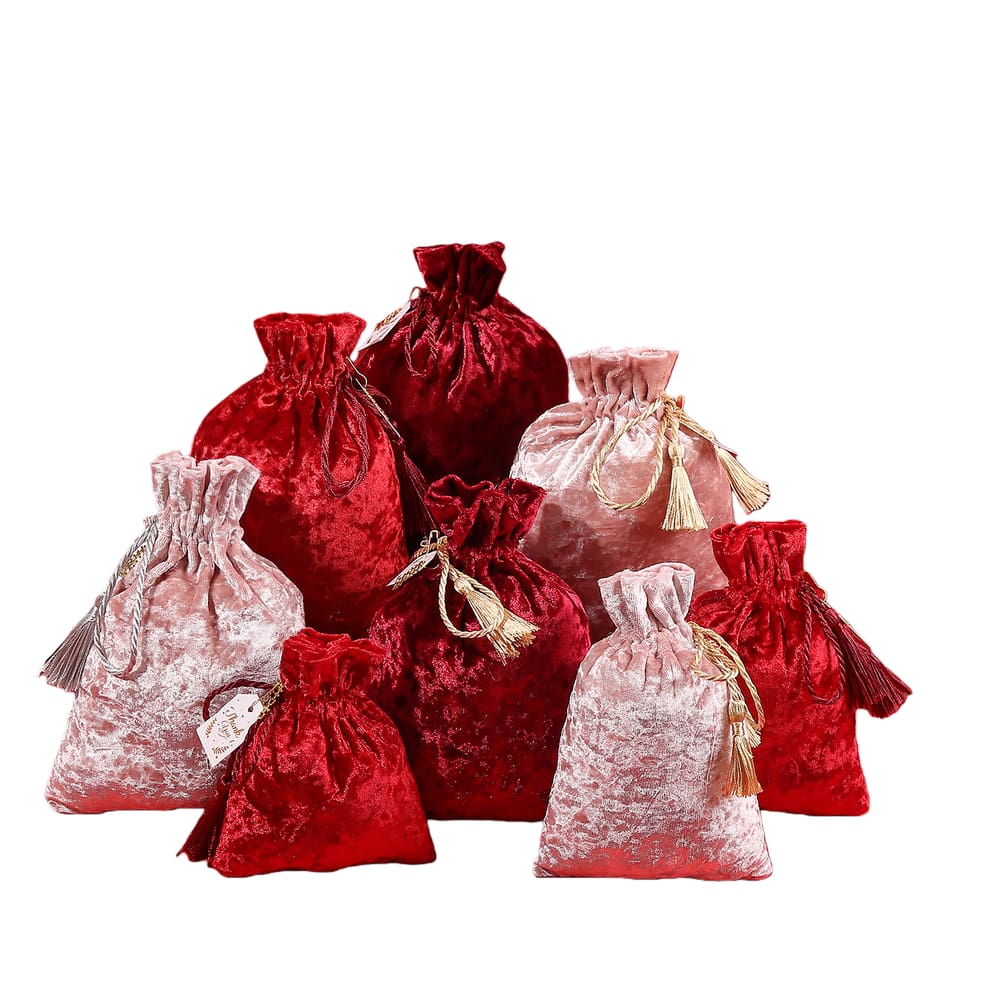 Conjunto de sacolas de presente de veludo, 8 bolsas com cordão, 13 x 18 cm