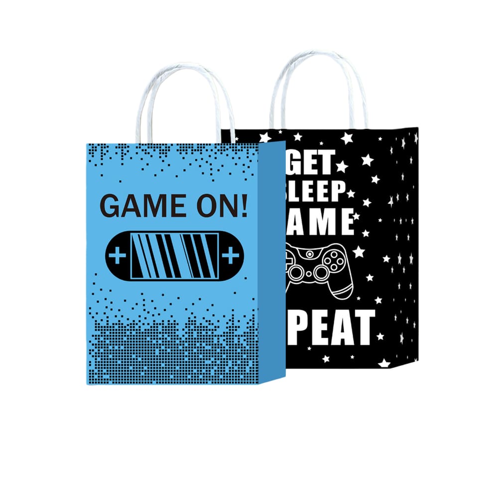 Sacola de presente, estilo de festa, jogo, papel kraft branco, 22x16x8cm, 10 unidades