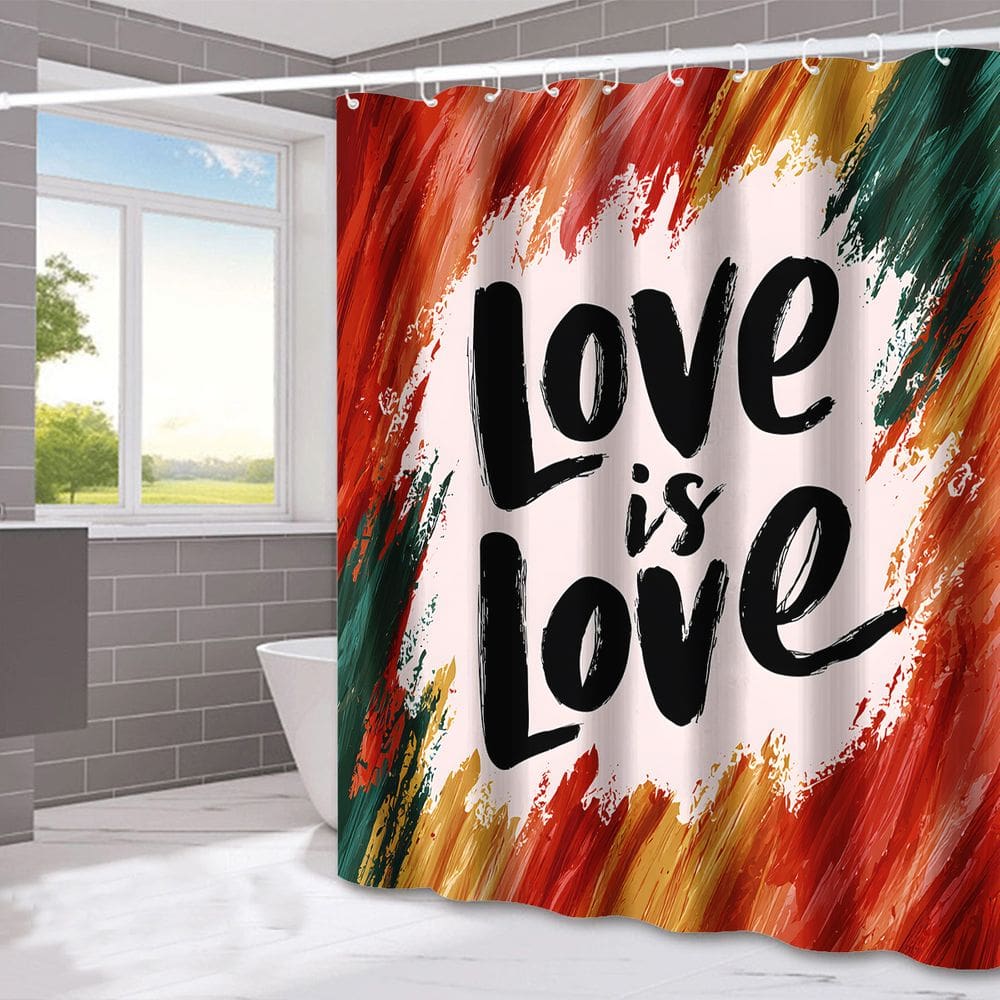 Cortina de chuveiro Love is Love Colorida Abstrata 180x200cm