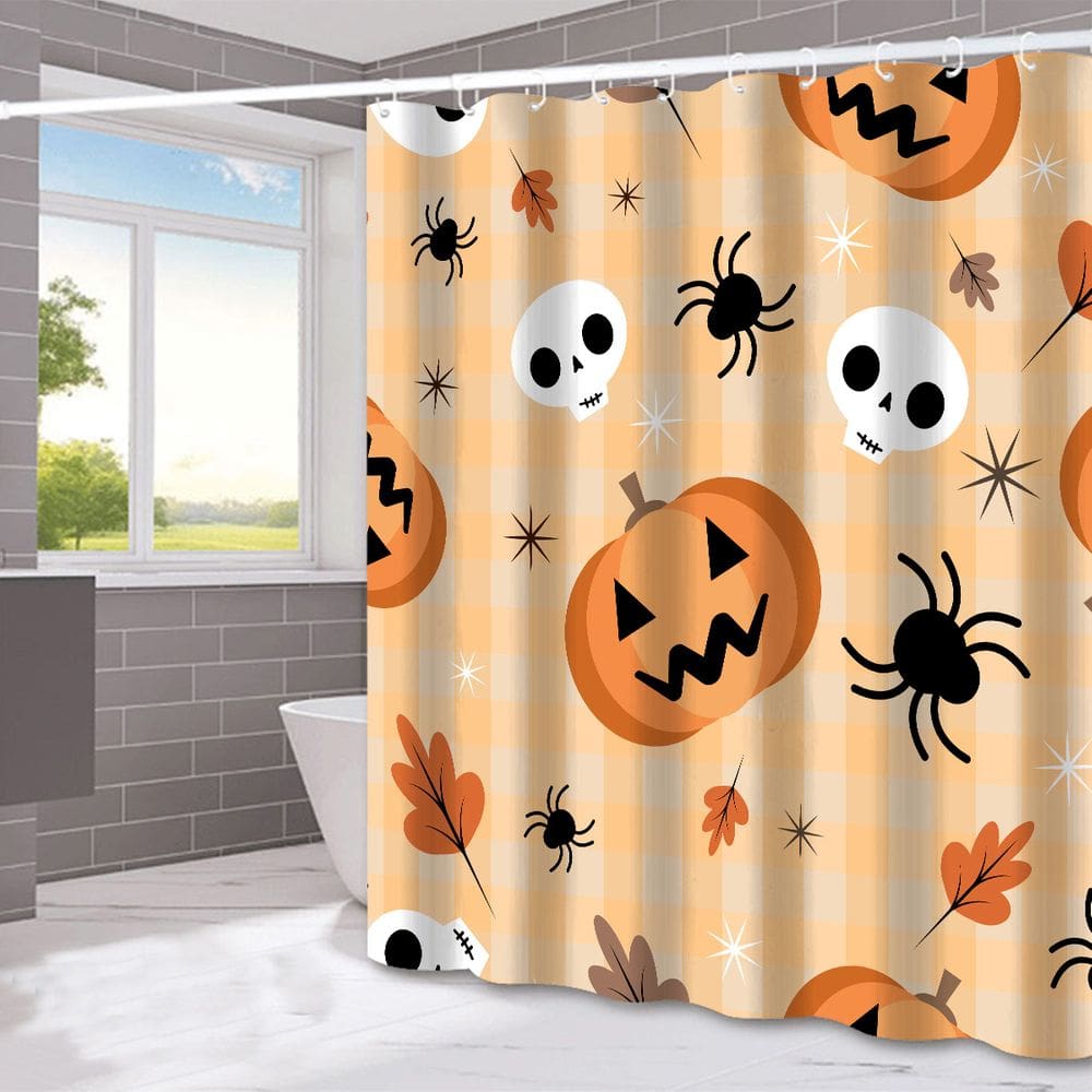 Cortina de chuveiro Halloween Pumpkin 180x200cm Poliéster