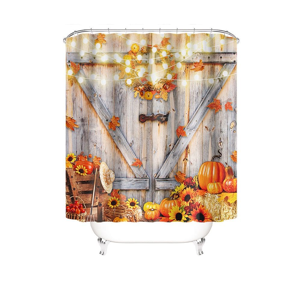 Cortina de chuveiro Autumn Pumpkin Girassol 180x200cm Poliéster