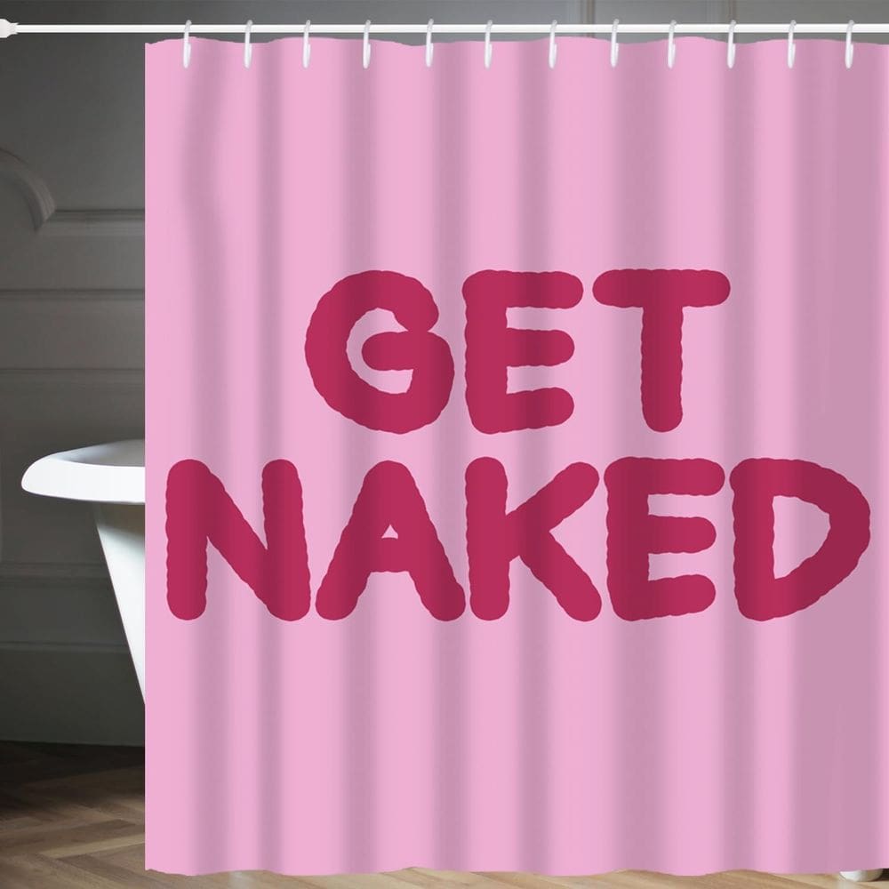 Cortina de chuveiro rosa poliéster impermeável 180x200cm