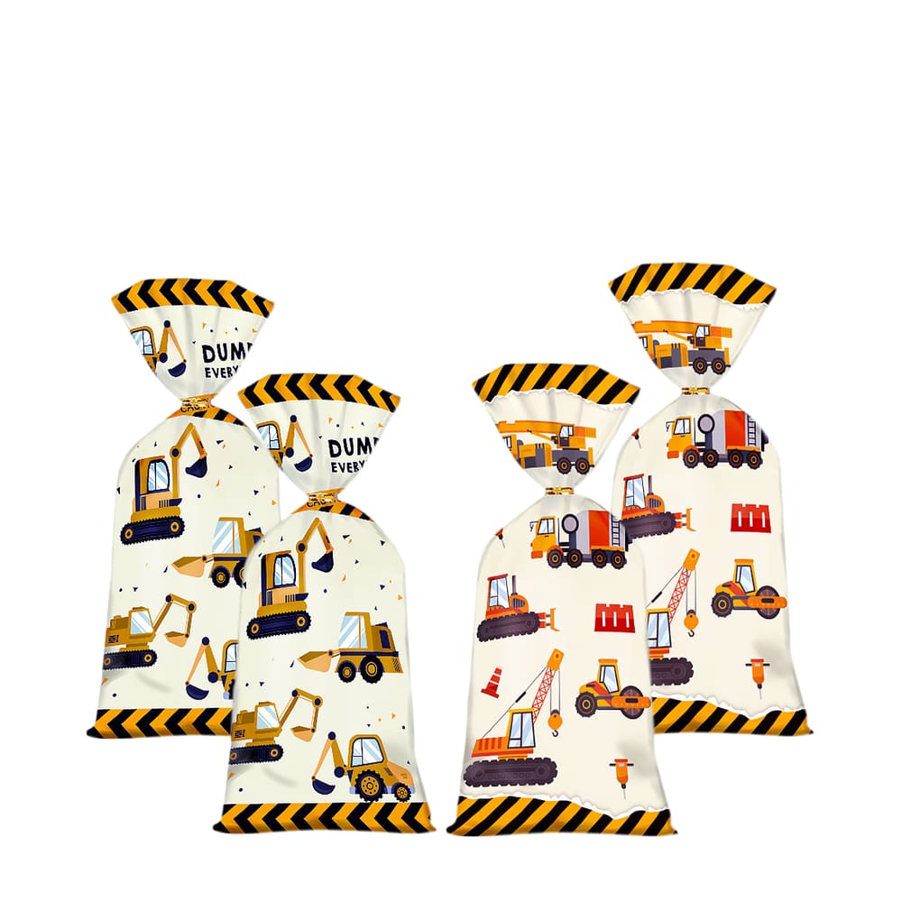 Sacola de presente, veículo de construção, sacos de doces, 13 x 27,5 cm, 50 unidades