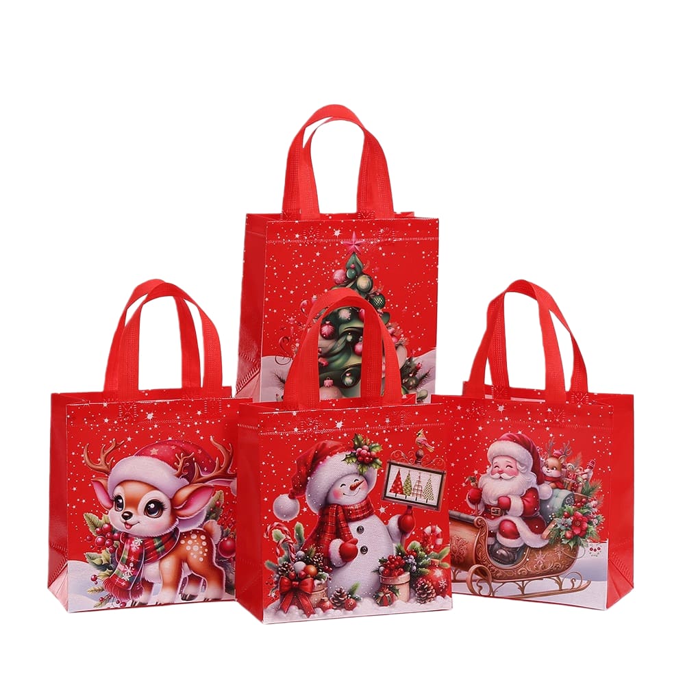 Sacos de festa Christmas Santa Nonwoven, pacote com 12, 23x22x11cm