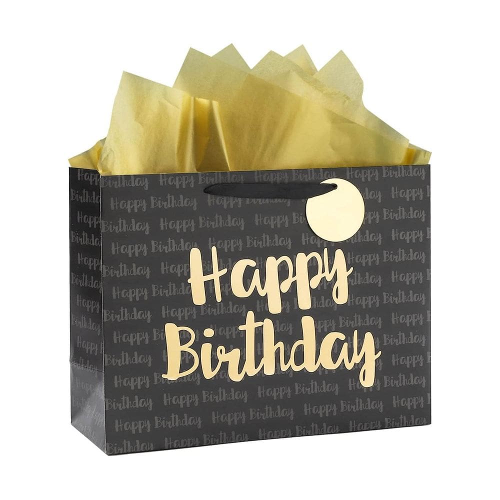 Sacola de presente de feliz aniversário, desenho animado, papelão branco, grande, 10 unidades