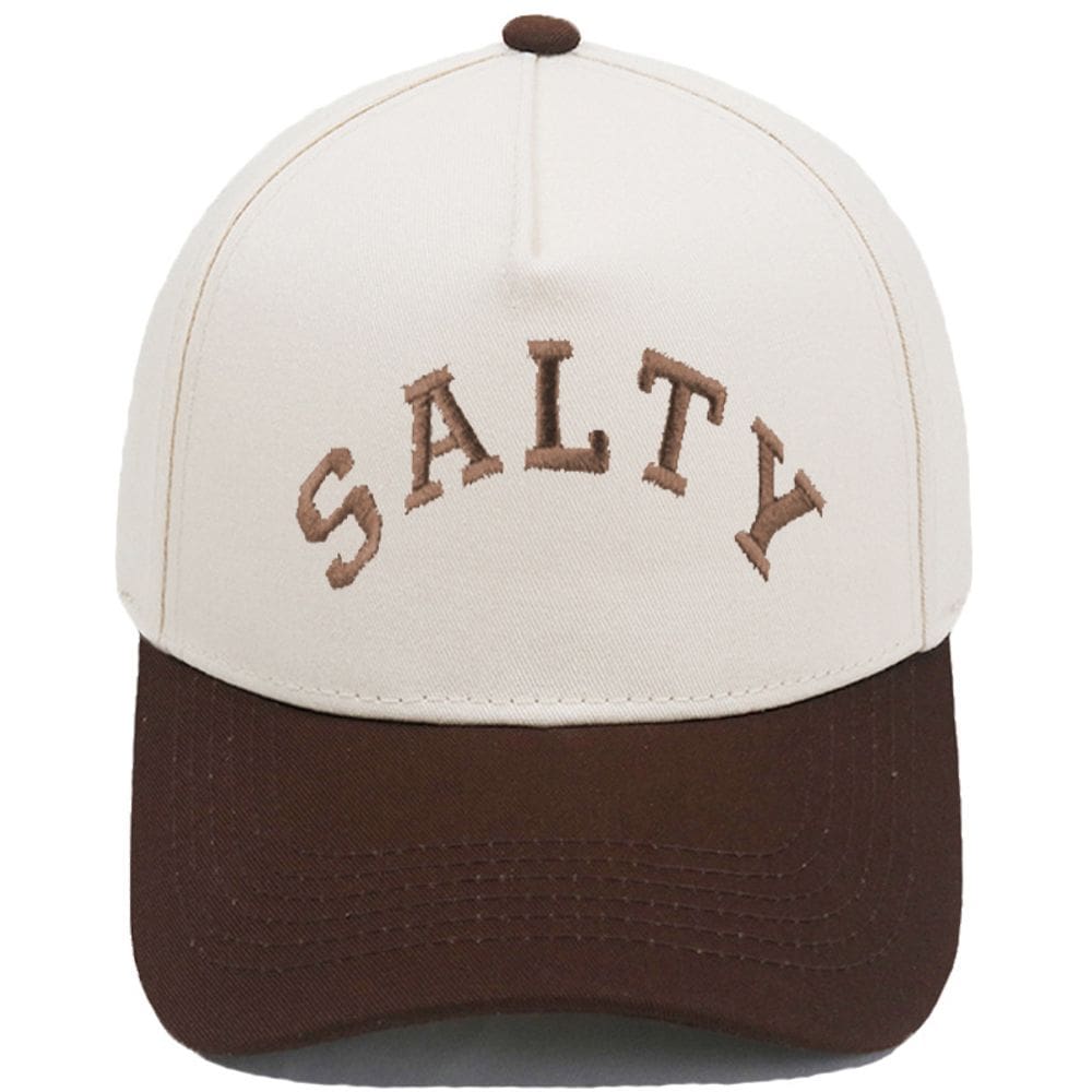 Boné de beisebol de algodão salgado de dois tons estilo caminhoneiro bege/marrom