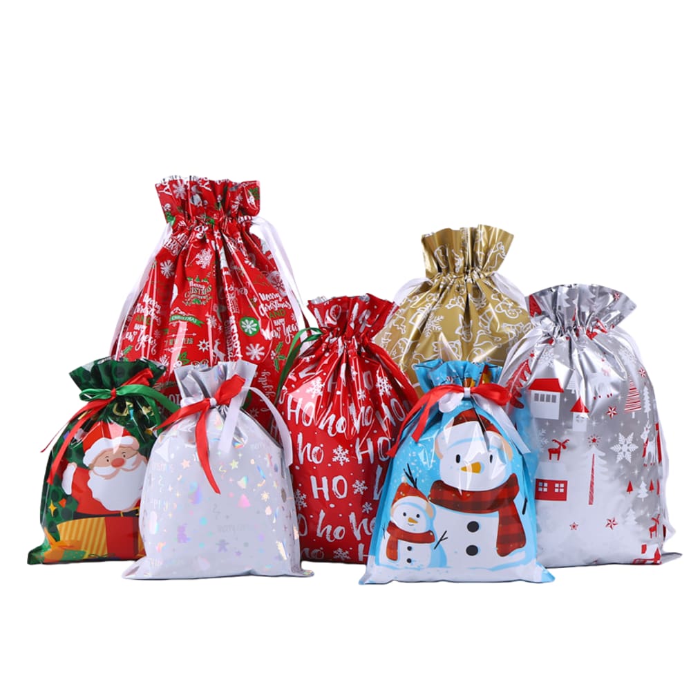 Conjunto de sacolas de presente de Natal com cordão, plástico, 35 unidades