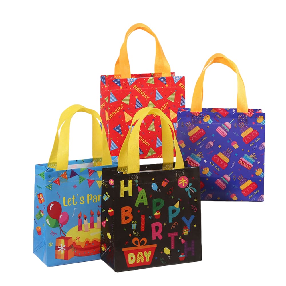 Conjunto de sacolas de presente para festa de aniversário laminado em PP não tecido, 24 unidades