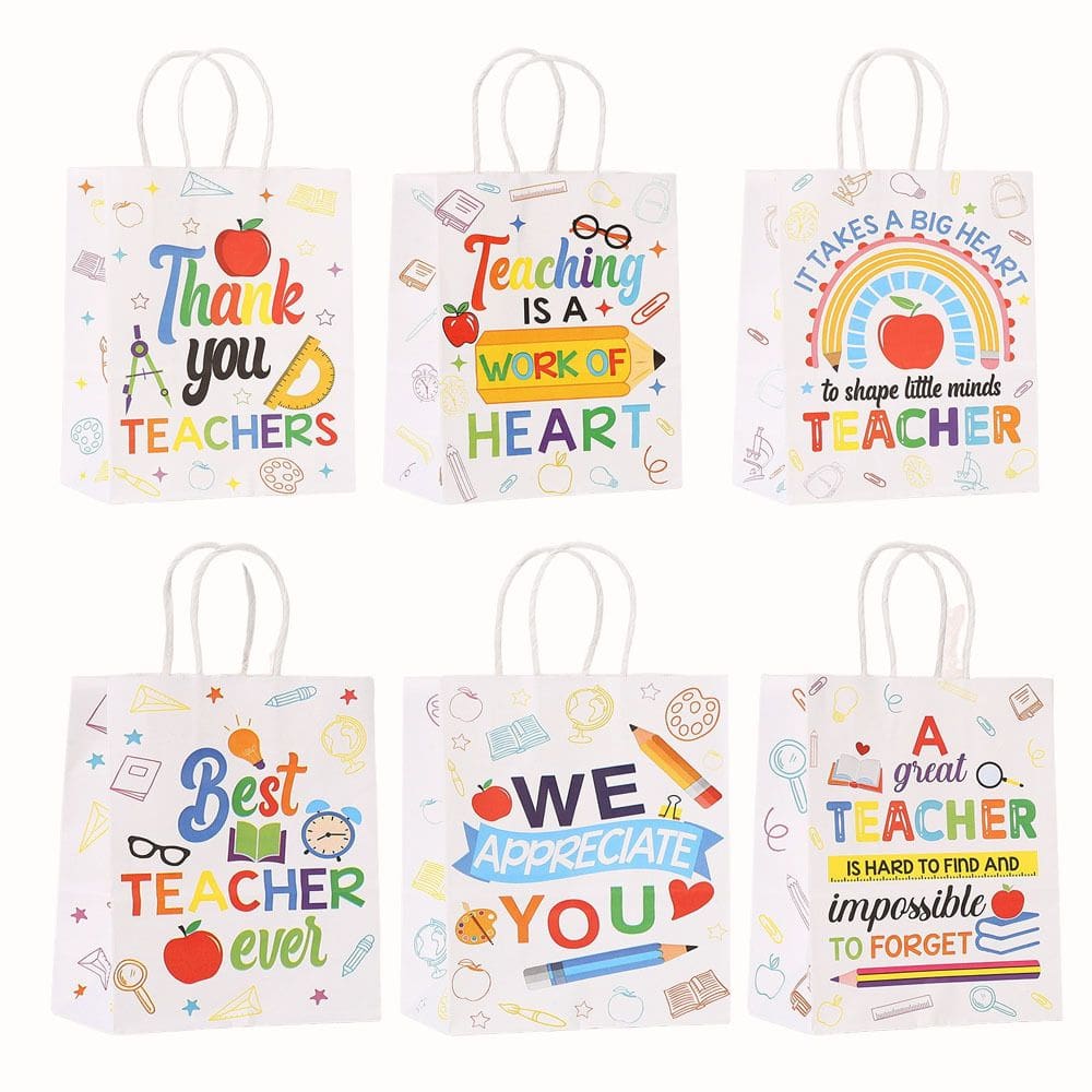 Sacolas de papel Kraft, pacote com 10 sacolas para o Dia do Professor com logotipo