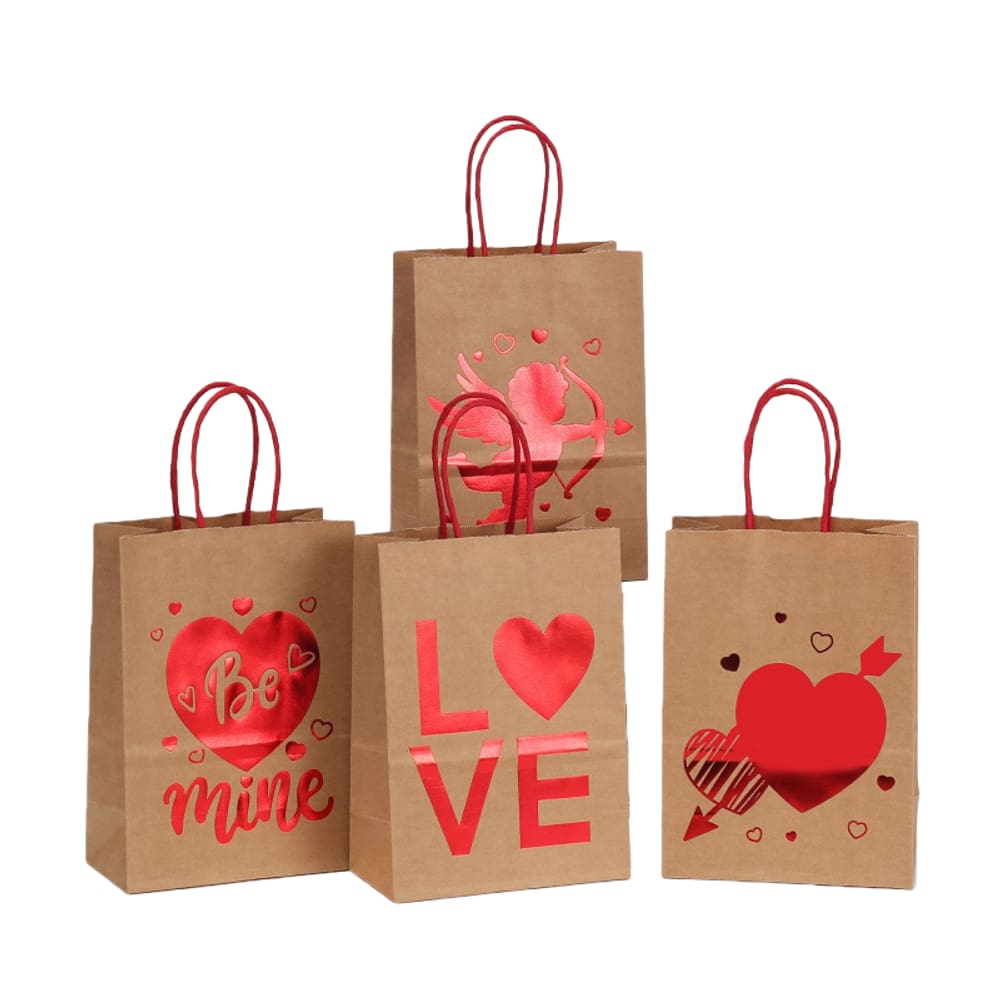 Sacos de papel Kraft, pacote com 12 pacotes, estampados em papel alumínio para o Dia dos Namorados