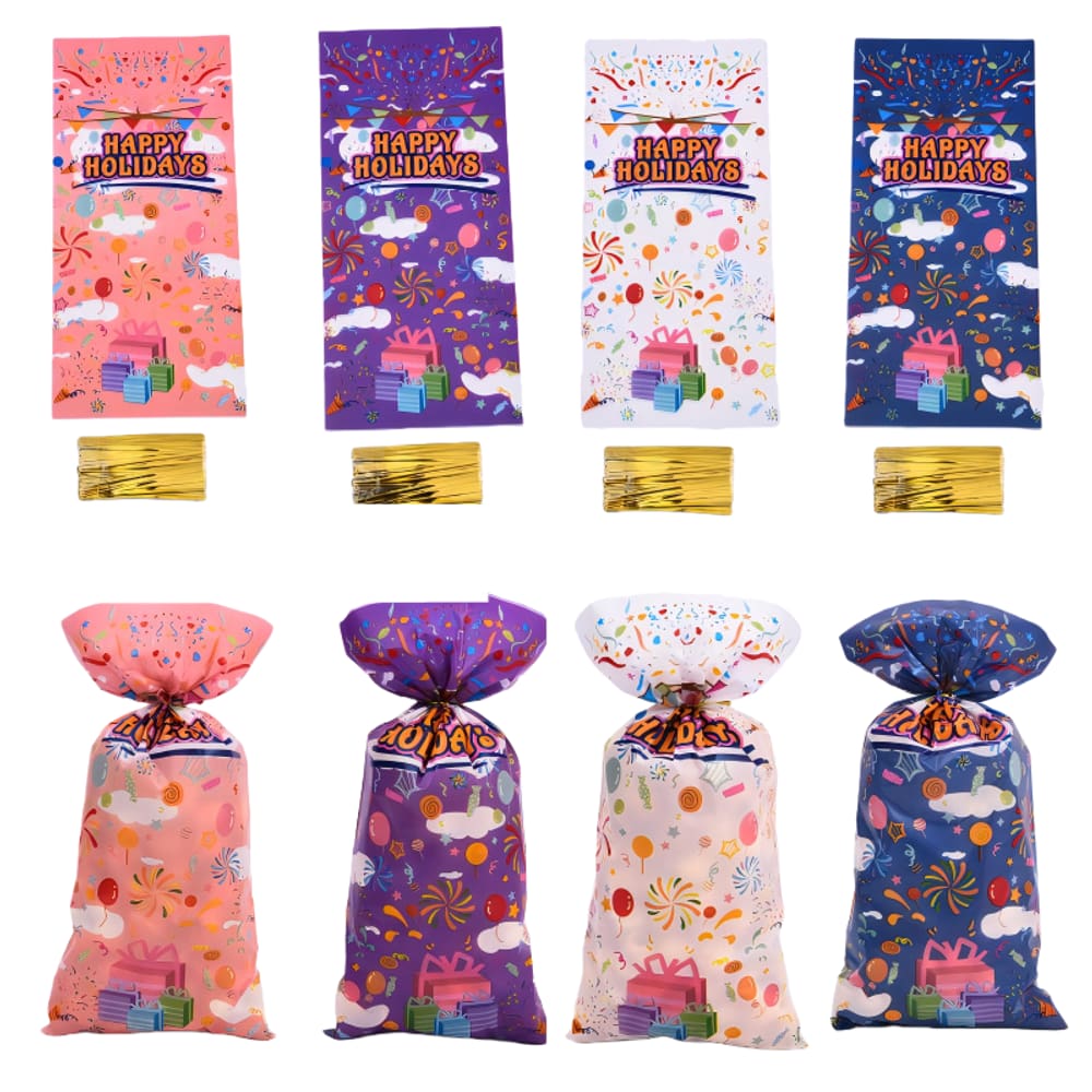 Sacola de presente Festival Candy Treat Clear PP Plastic, pacote com 50