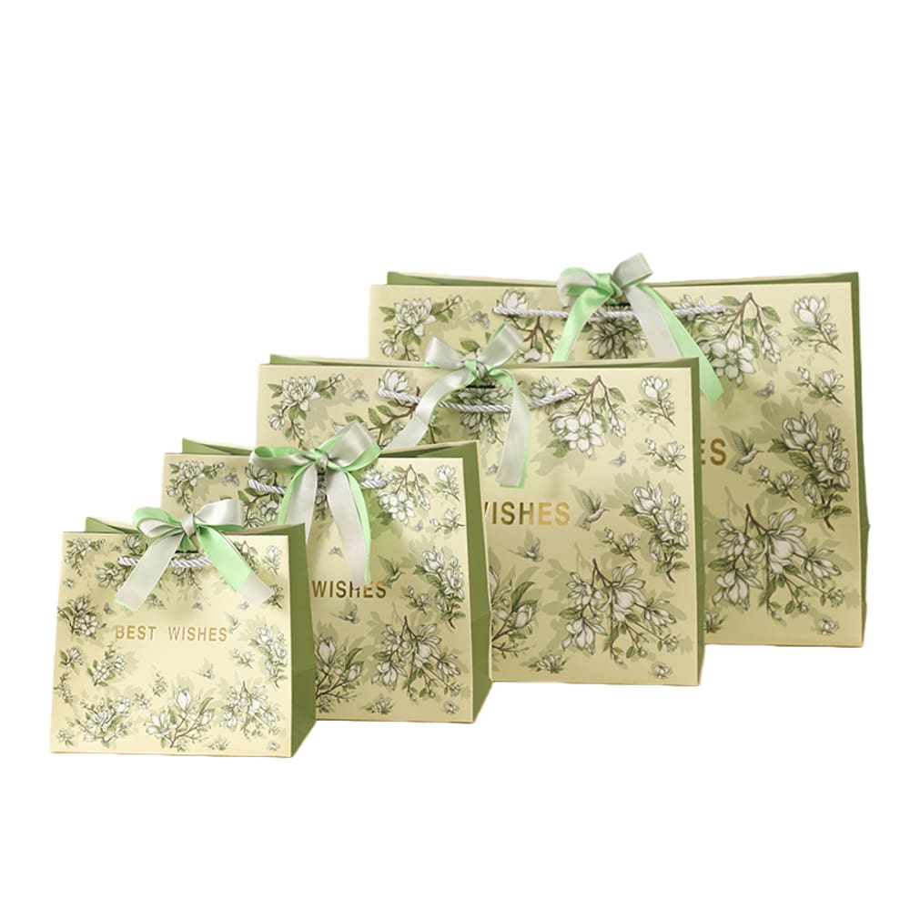 Bolsa de presente, folha de ouro, papelão branco, estilo luxuoso, pacote com 4