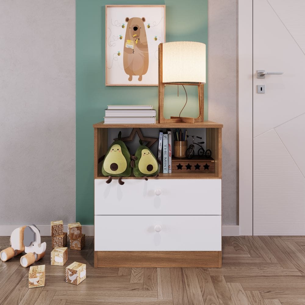 Comoda Infantil 2 Gavetas Aconchego Completa Moveis