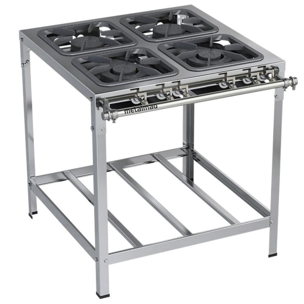 Fogão 4 Bocas 30X30cm Gas Natural Baixa Pressao Perfil 6,5Cm - Metalmaq