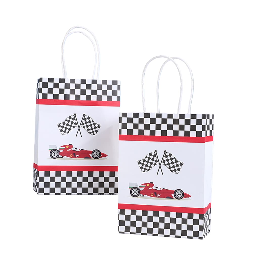 Sacola de presente, papel kraft branco, sacolas de transporte, pacote com 12 unidades, quadriculada