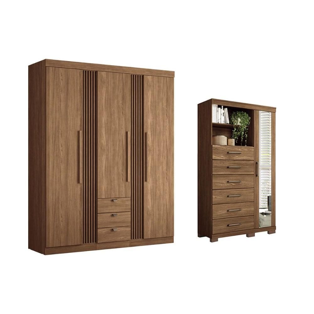 Guarda Roupa 2 Peças (1GuardaRoupa+1Cômoda) QC265 Jatobá - Santos Andirá