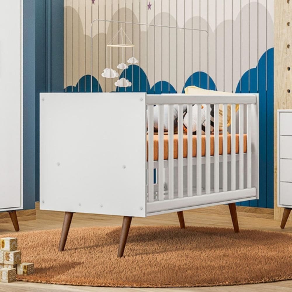 Berço Mini Cama 92x74x133 Cm Q Encanto Retrô Branco Acetinado