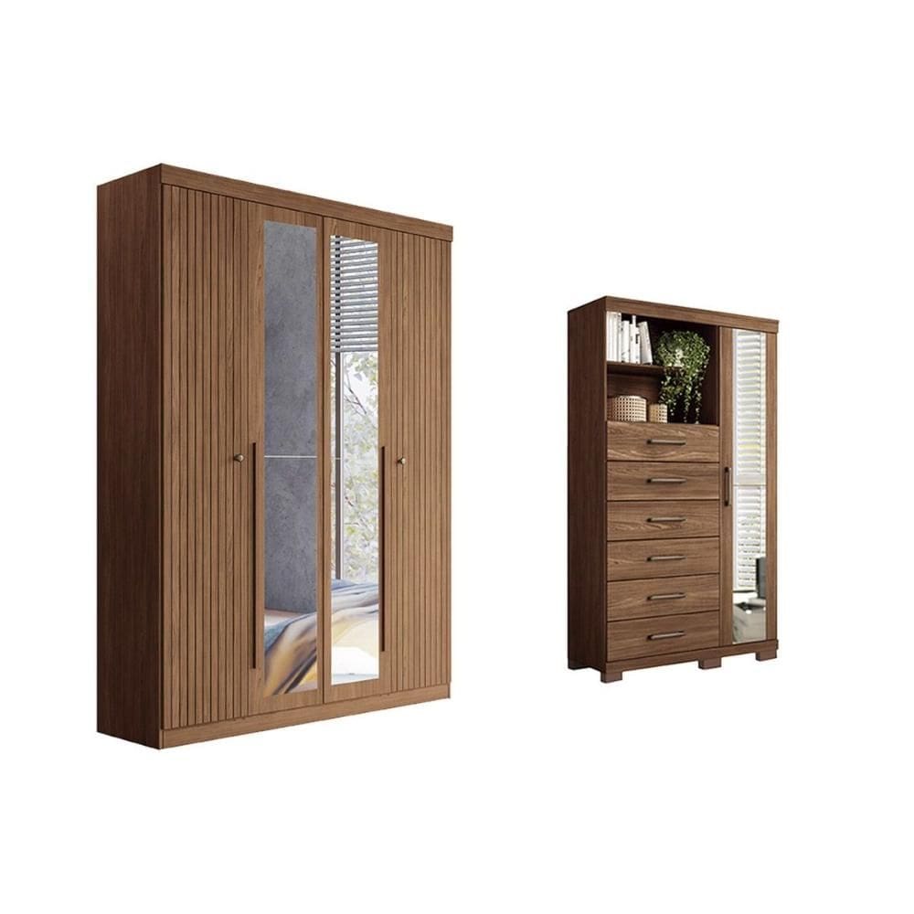 Guarda Roupa +Cômoda 2 Peças QC325 Jatobá - Santos Andirá