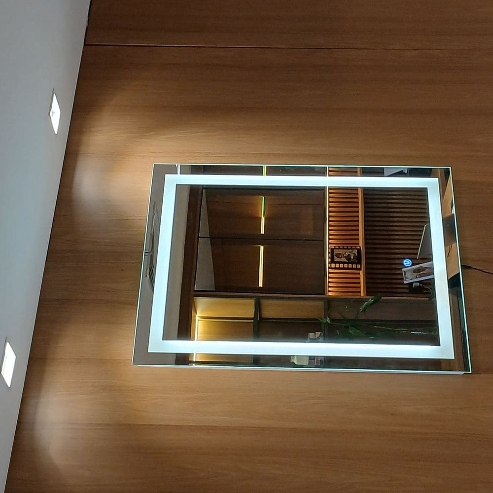 Espelho Decorativo de Luxo 80x100cm | LED Frio 6000K | Touch Screen | Jateado | Banheiro, Sala, Quarto,Camarim