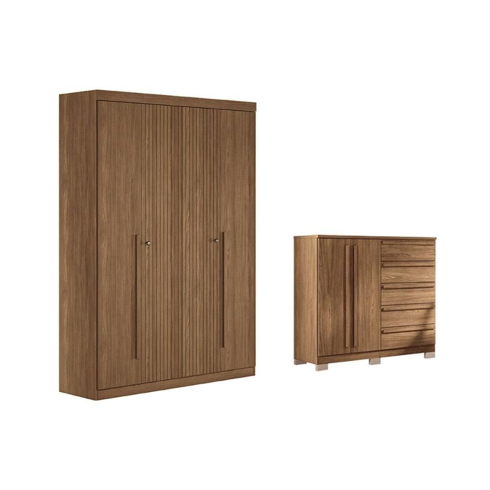 Guarda Roupa +Cômoda 2 Peças QC340 Jatobá - Santos Andirá