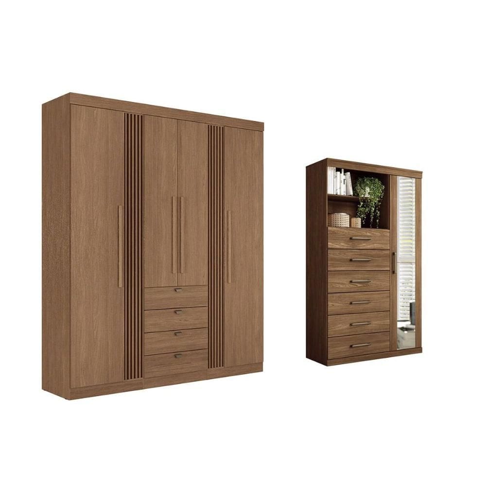 Guarda Roupa +Cômoda 2 Peças QC301 Jatobá - Santos Andirá