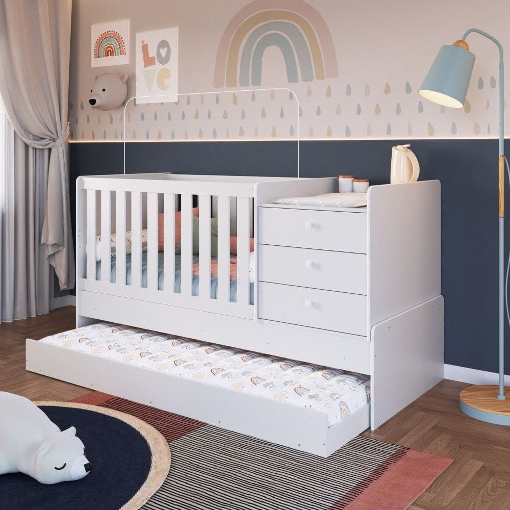 Berco Multifuncional 3 Gavetas com Cama Auxiliar Cube Completa Moveis