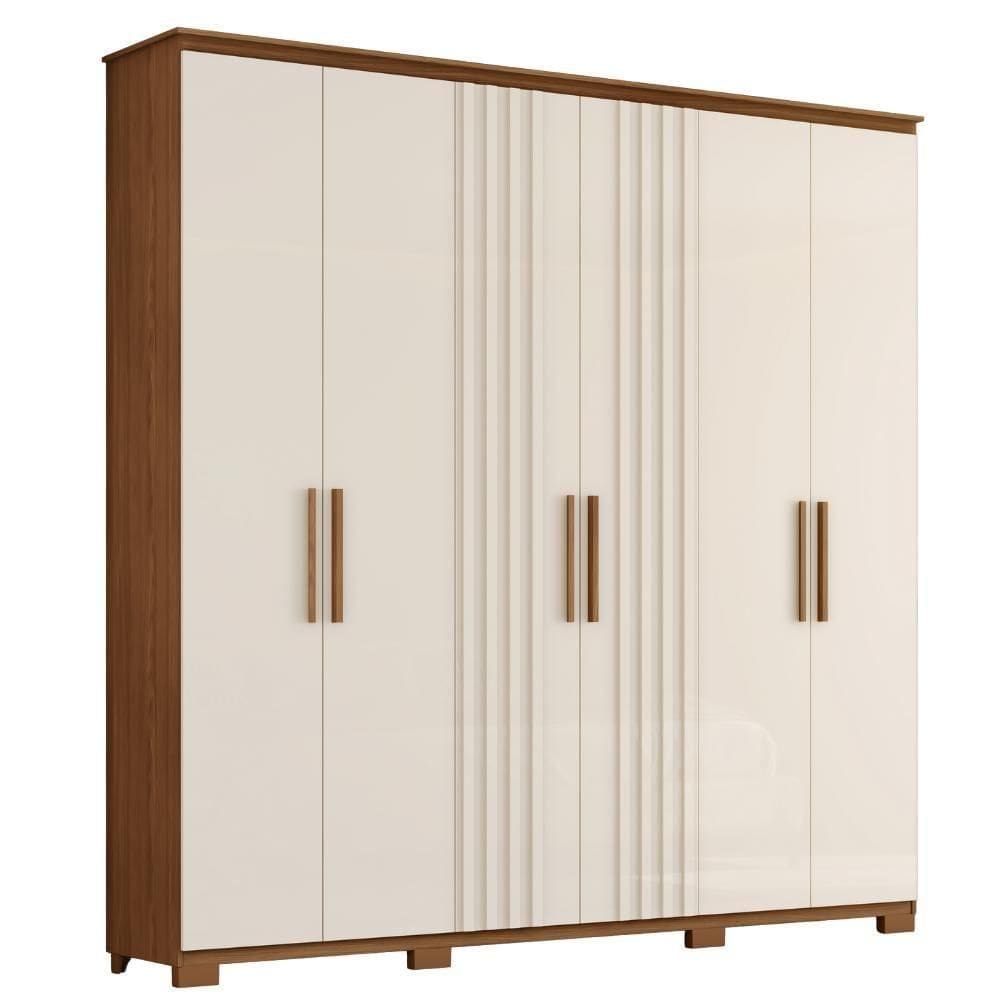 Guarda Roupa Casal 6 Portas 214 Cm Avila Nature Off White Henn Nature Off White