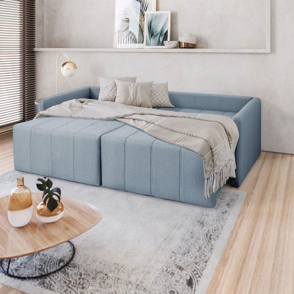 Sofá Cama Montana Retrátil E Reclinável 3 Lugares Sofatec Jeans