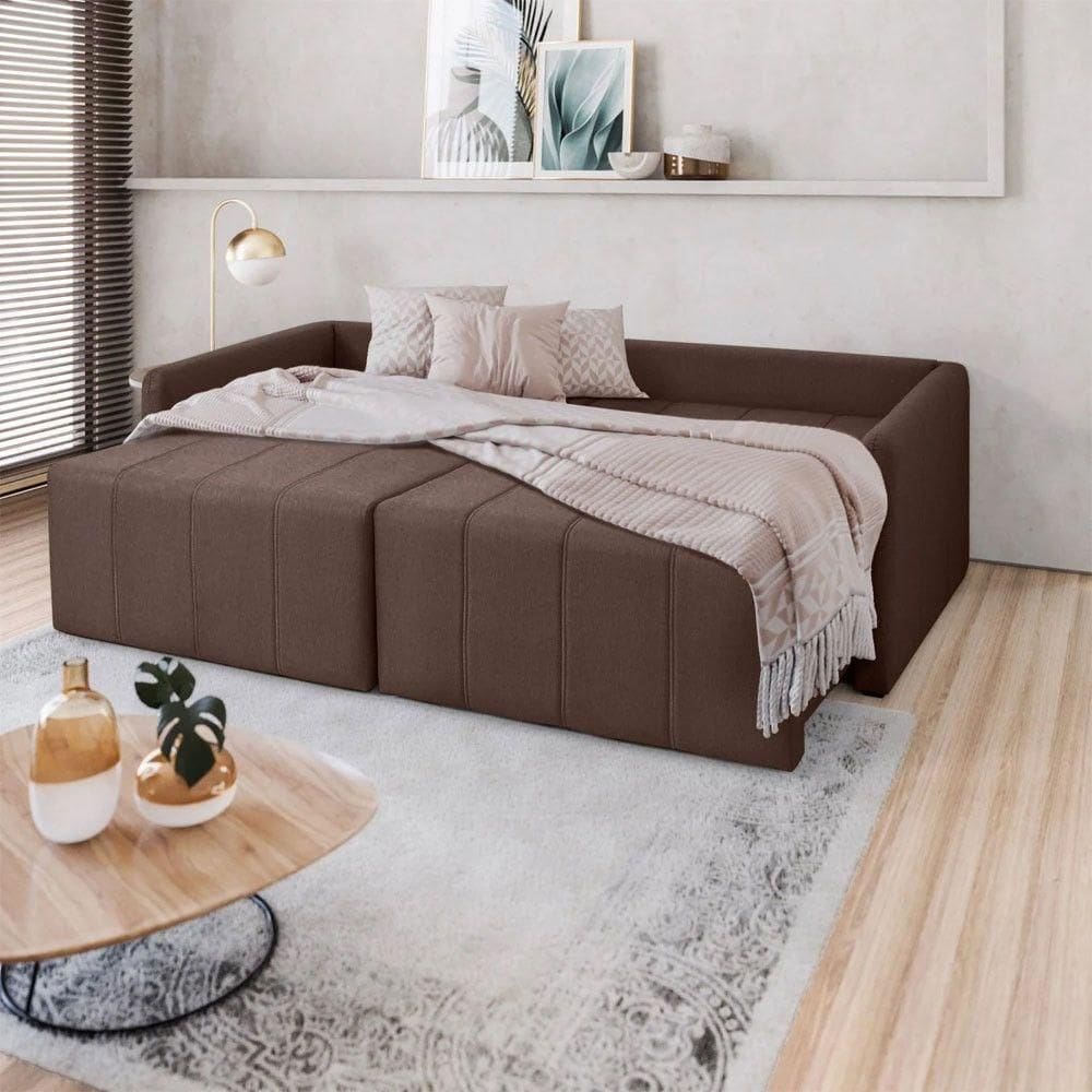 Sofá Cama Montana Retrátil E Reclinável 3 Lugares Sofatec Avelã