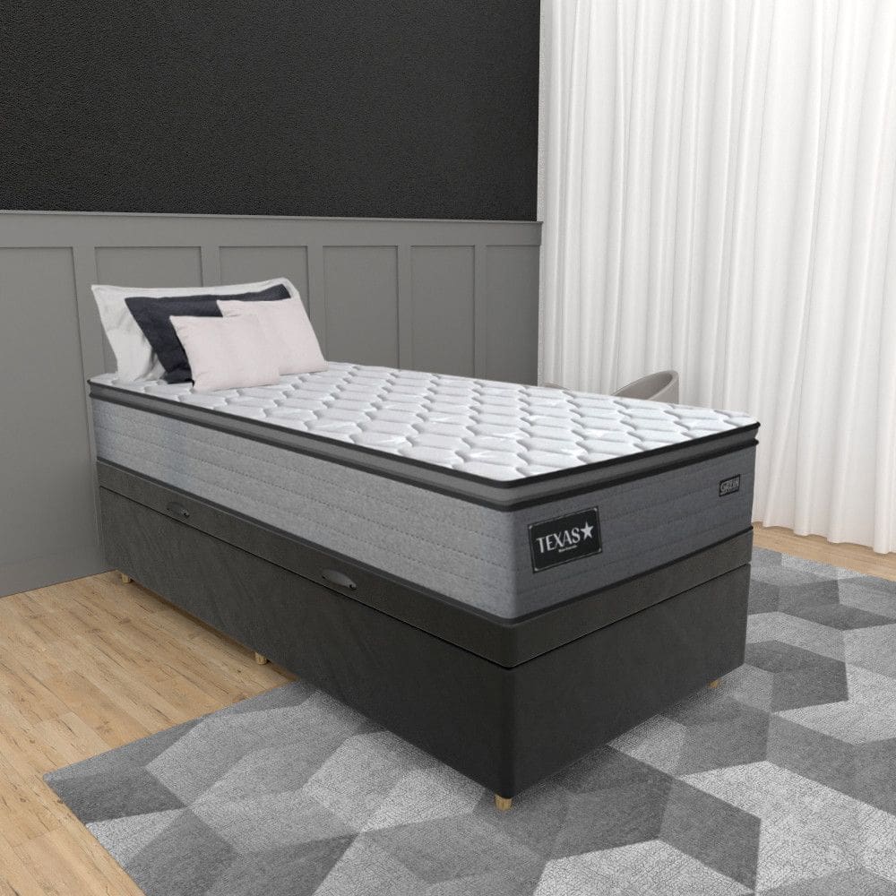 Cama Box Bau Solteiro 88cm Molas Ensacadas D28 Texas Gazin JSW