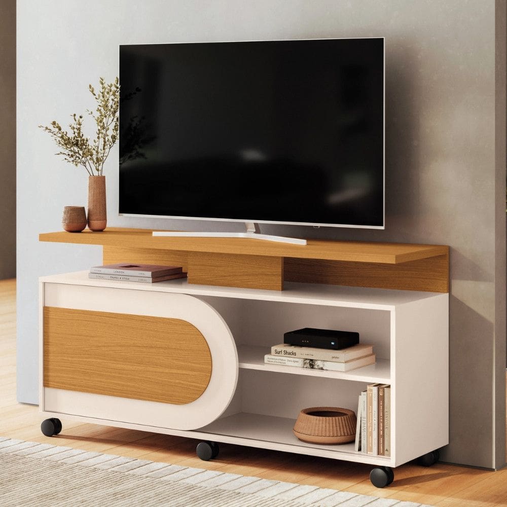 Rack para TV ate 55 Polegadas 1 Porta de Correr com Rodizios Orbis HB Moveis
