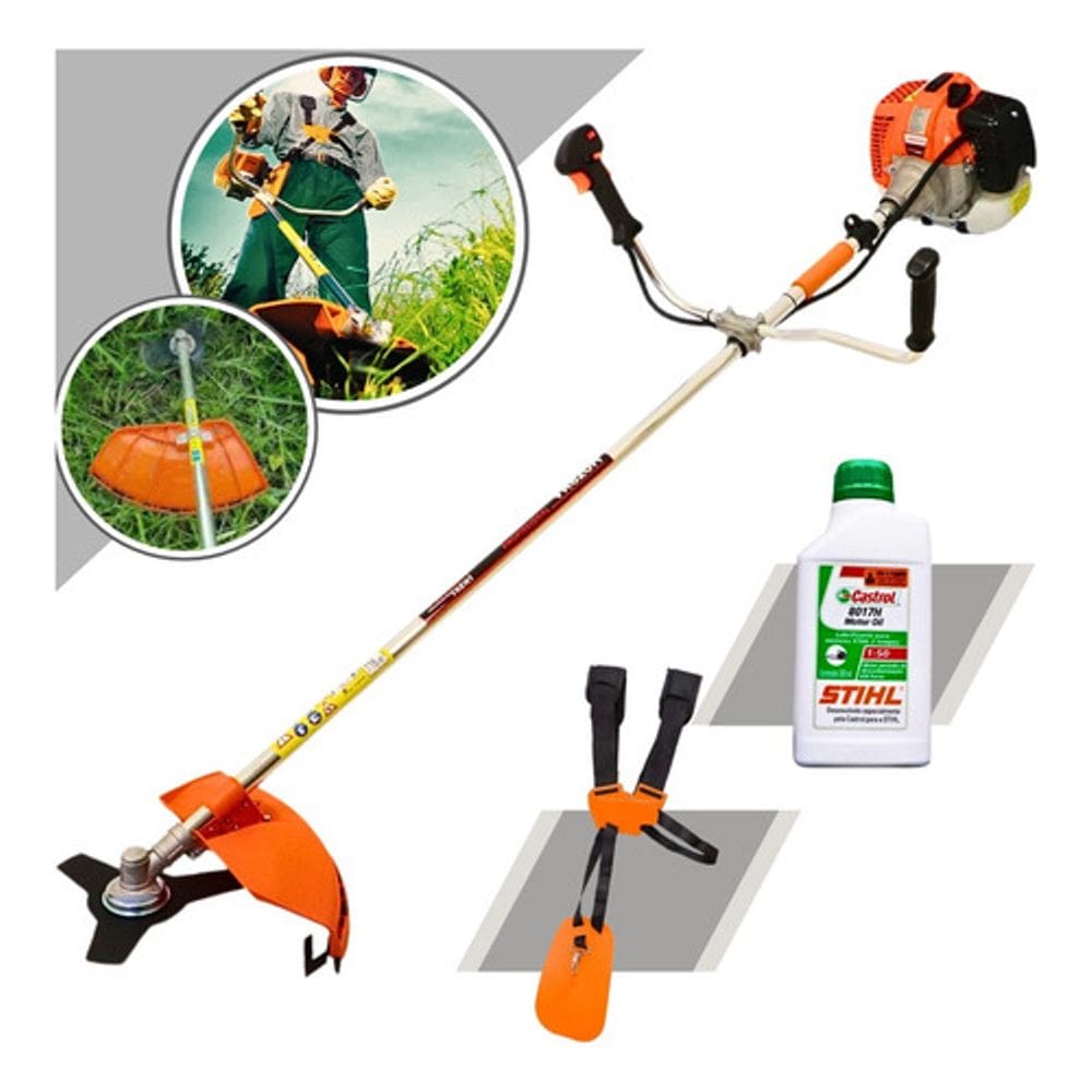 Roçadeira Vulcan Trent Vr620h Super Potente 3HP 62CC Profissional + Óleo Stihl P/ Mato, Capim, Grama