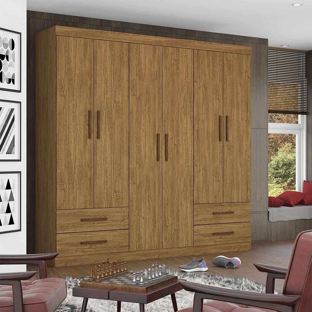 Guarda Roupa Casal Lu 6 Portas 4 Gavetas Carioca Móveis Cinamomo