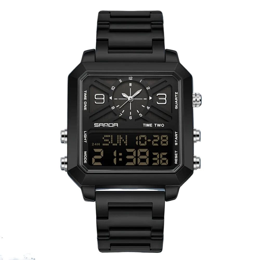 Relógio Quadrado em Aço SANDA para Homem  À prova de água 50m 6265