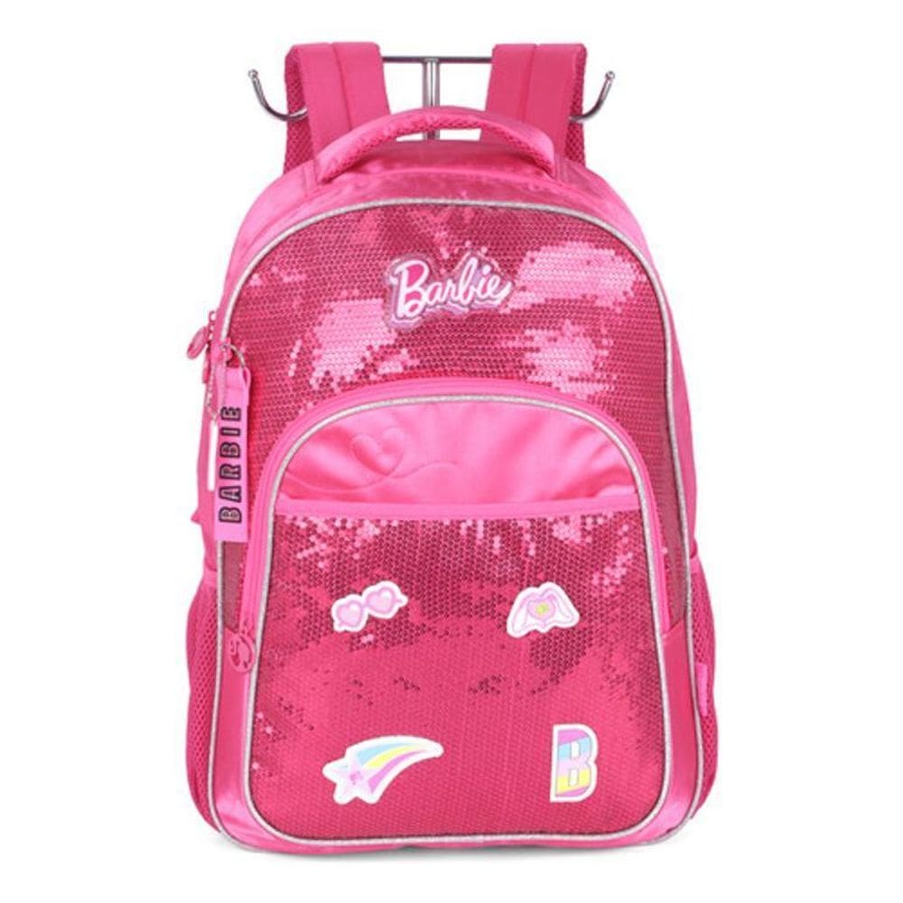 Mochila De Costas  Barbie Paetê Com Chaveiro