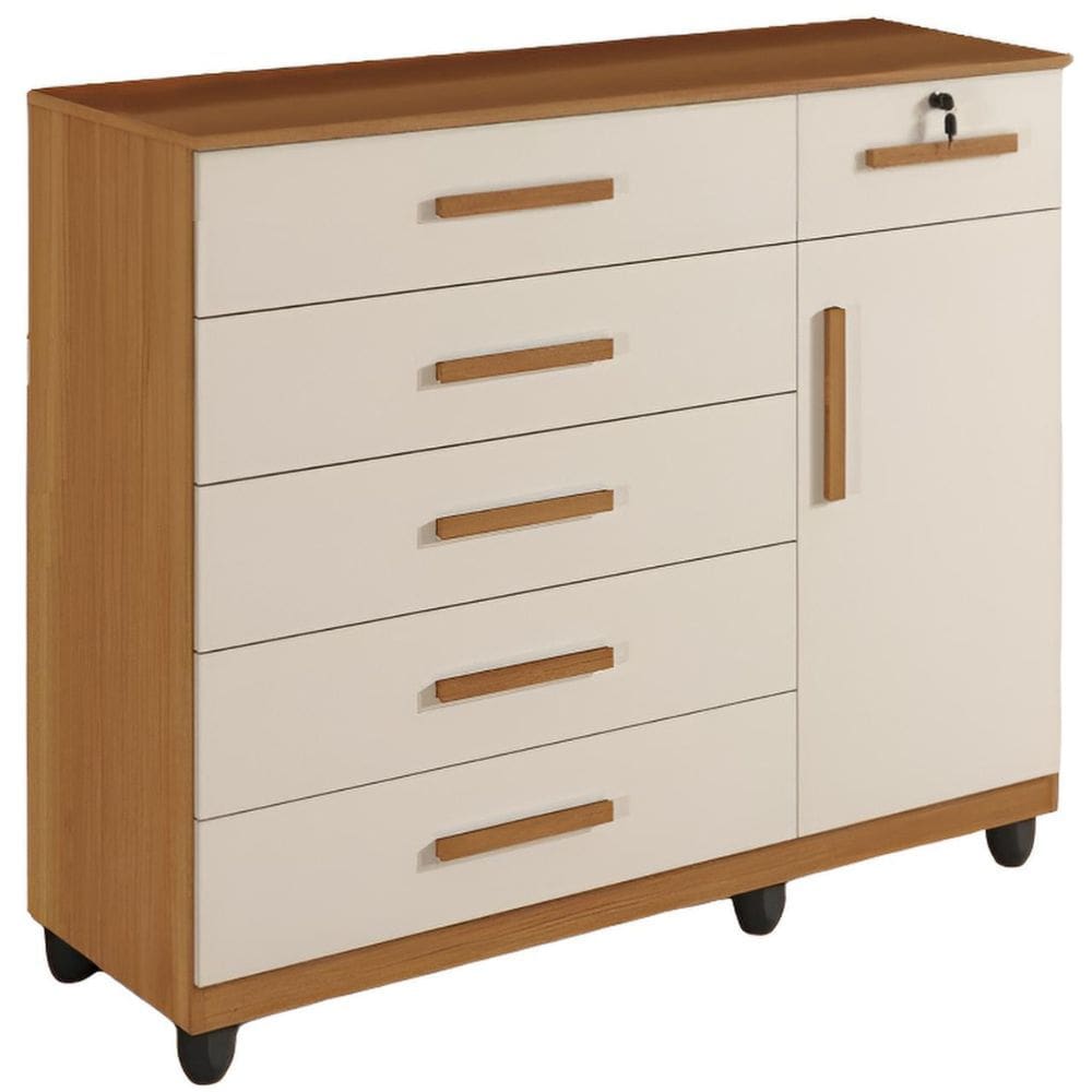 Cômoda de Quarto Milão Cinamomo Off White 1,22m - Benetil Móveis