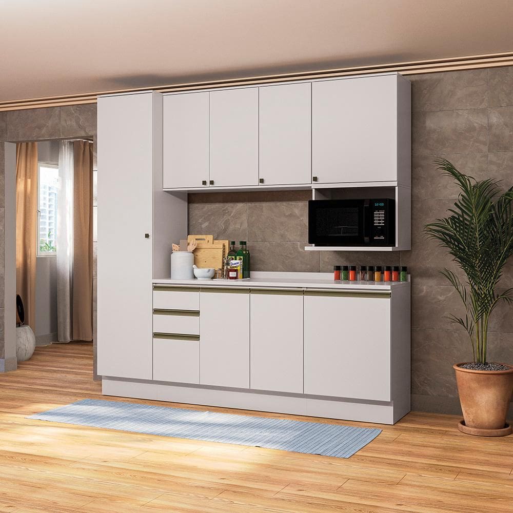 Armário de Cozinha Compacta Nicho Micro-ondas 100% MDF 230cm Branco Celeste Kappesberg