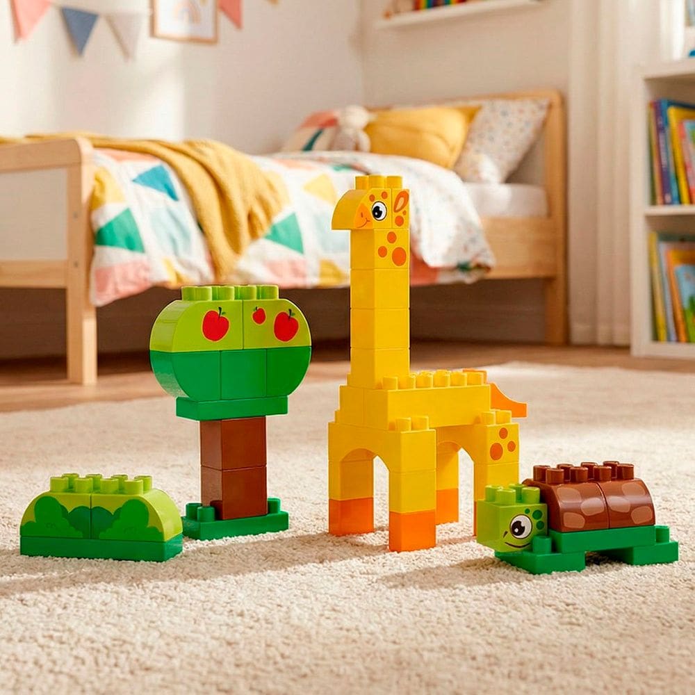 Brinquedo Blocos De Montar Educativo Animais Safari Kit 40pç