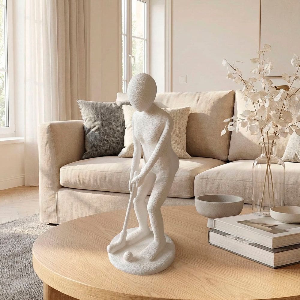 Estatueta Miniatura Jogador De Golfe Taco Enfeite Em Resina